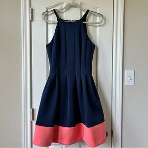 Vince Camaro Navy and Pink Sleeveless Dress with Pockets Size 10
